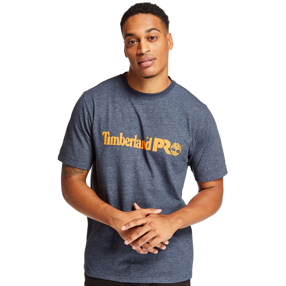 Camisetas Timberland Hombre Pro® Manga Corta Base Plate Wicking Logo Azul Marino - Chile OUE-079631